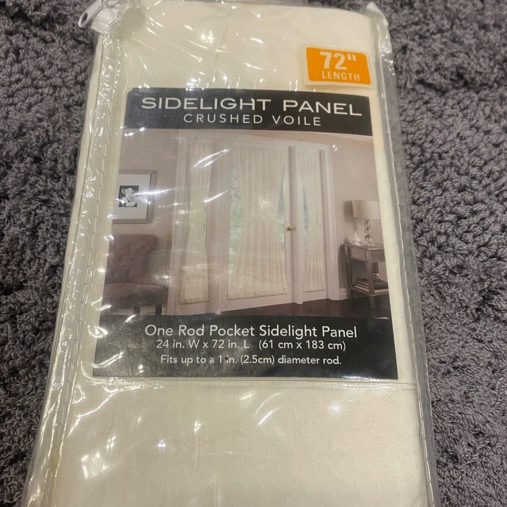 Crushed Voile Sheer Door Curtain Panel and Sidelight Panels- Ivory - 72